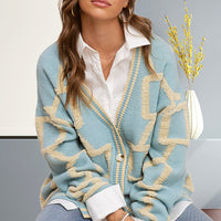 Loose Fit Knit Cardigan - Rain Drop