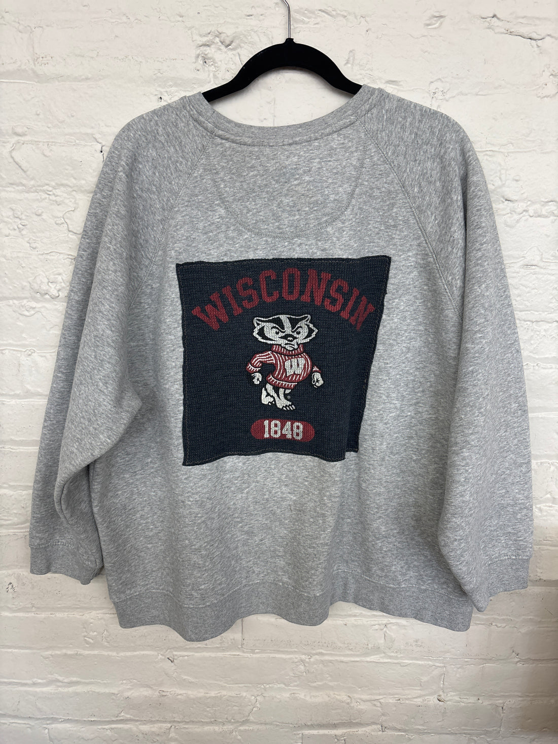 Repurposed Sweatshirt with Wisconsin Patch