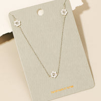 Dainty Beaded Flower Charm Necklace