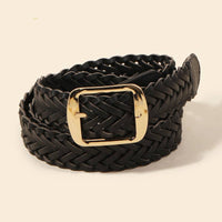 Vegan Leather Braided Belt: Black