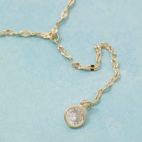 Cubic Zirconia Charm Y Chain Necklace: Gold