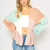 Dusty Rose Color Block Cardigan