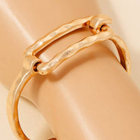 Hammered Rectangle Coil Spring Hook Bangle Bracelet