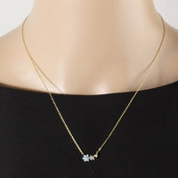 Gold Dipped Dual Cz Daisy Cluster Pendant Necklace: Gold