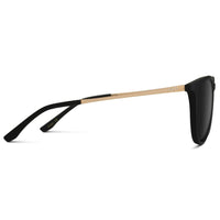 Drew Round Polarized Metal Temple Sunglasses - Gold Frame/Black Lens