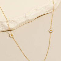Dainty Beaded Flower Charm Necklace