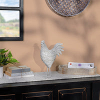 White Floral Rooster Figurine