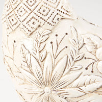 White Floral Rooster Figurine