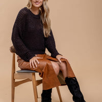 Sheer Crochet Sweater - Black