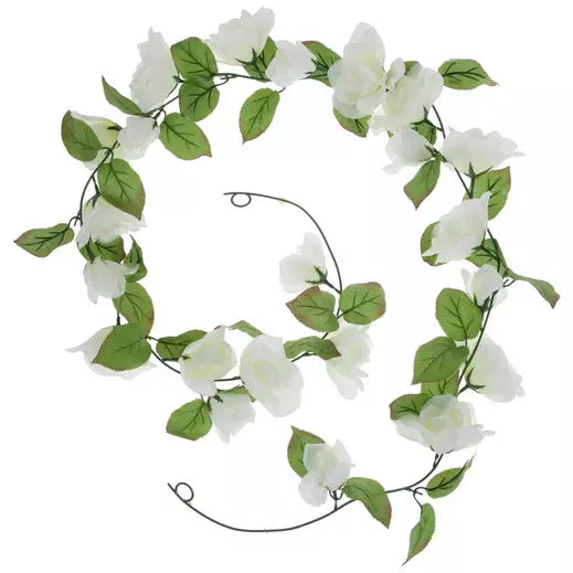 6' White Rose Garland