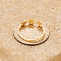 Triple Cubic Zirconia Flowers Dainty Band Ring