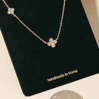 Cubic Zirconia Clover Charms Chain Necklace