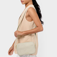 NYLON-LUXE CROSSBODY BAG | Chalk | 4 3/4" x 8 11/16" x 1 3/4"