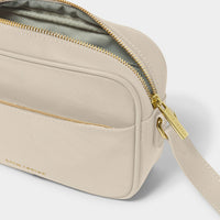 NYLON-LUXE CROSSBODY BAG | Chalk | 4 3/4" x 8 11/16" x 1 3/4"