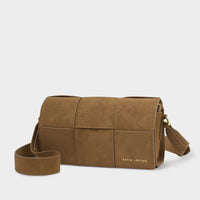 TAYA CROSSBODY BAG | Caramel Suedette | 5 1/2" x 9 1/16" x 2 3/4"