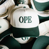 OPE Hat - Dark Green & Cream
