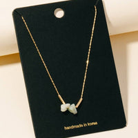 Triple Pebble Stone Charms Chain Necklace