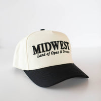 Midwest Land of Opes & Dreams Unisex Trucker Hat - Black & Cream