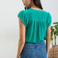 Petal Tassel Sleeve Top - Kelly Green