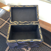 Wooden Recipe Box - Blue + Gold