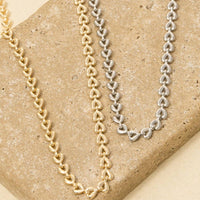 Metallic Heart Classic Chain Necklace