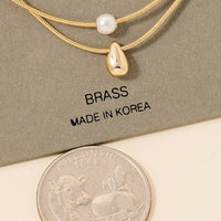 Pearl And Tear Charm Layered Chain Necklace
