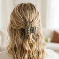 Assorted Acetate Pattern Rectangle Hair Claw Set: MULTI