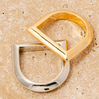 Gold Dipped Metallic D Ring Band Ring - Gold