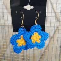 Blue & Yellow Flower Crochet Earrings