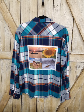 Repurposed Flannel with Seasons Patch