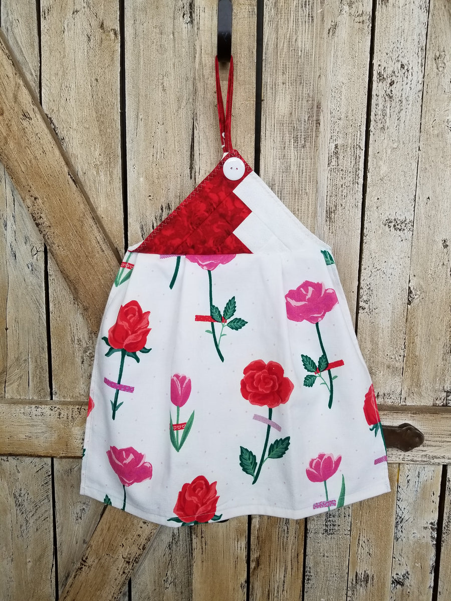 Red + Pink Roses Kitchen Towel