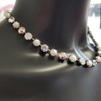Silver / White / Iridescent / Pearlized Classic Crystal Necklace Choker