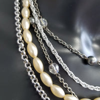 5 Strand Necklace With Chains And Pearls