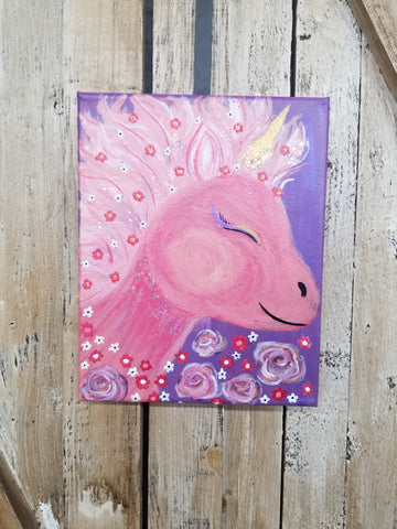Sparkly Pink Unicorn Painting