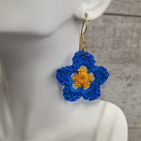 Blue & Yellow Flower Crochet Earrings