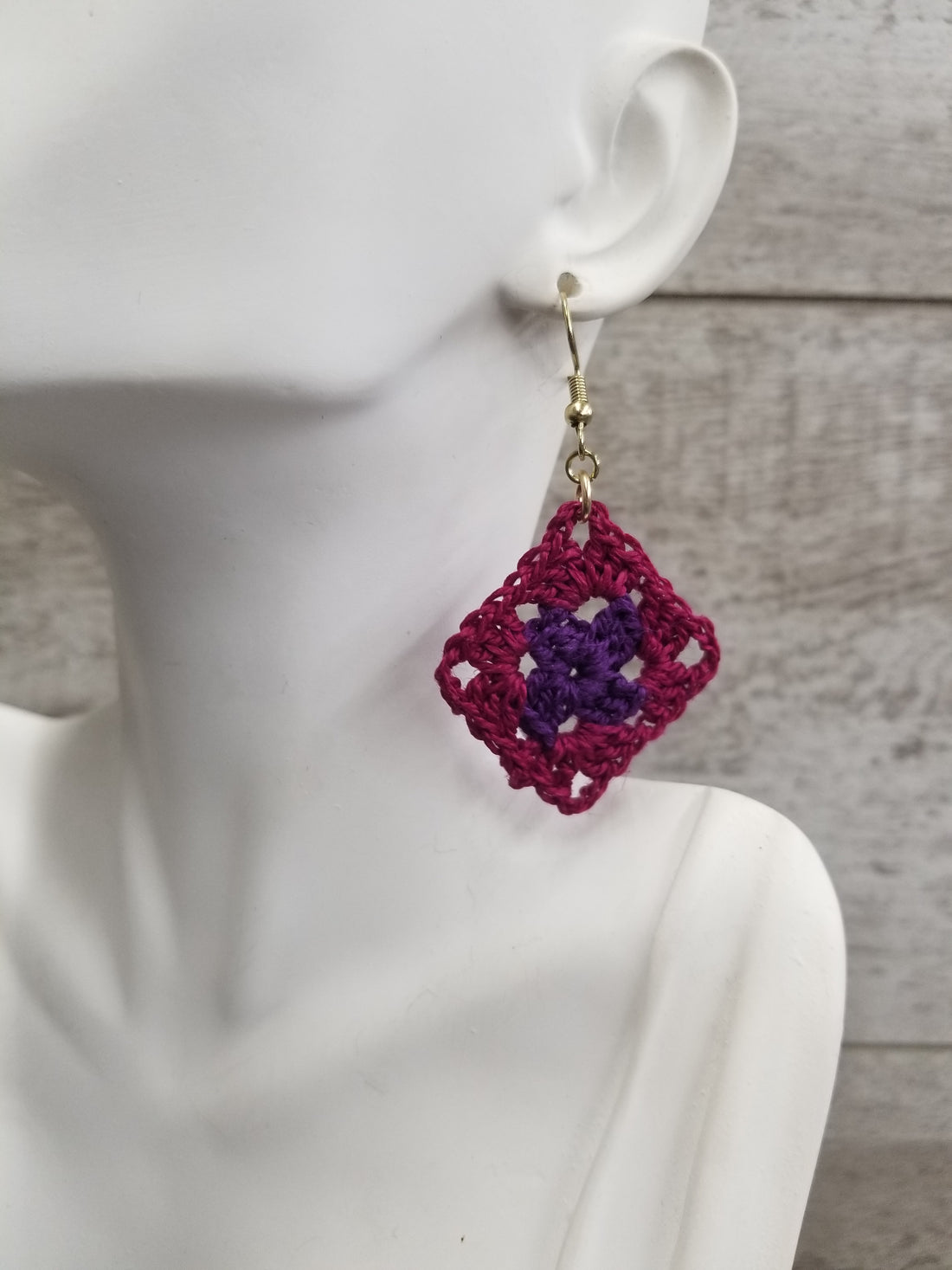 Purple & Berry Diamond Crochet Earrings