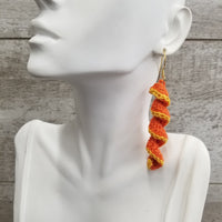 Orange Spiral Crochet Earrings