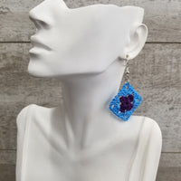 Blue & Purple Diamond Crochet Earrings