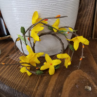 Yellow Flowers + Seeds Mini Wreath/Candle Ring