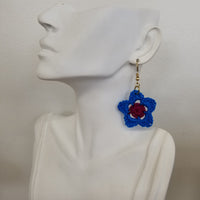 Blue & Purple Flower Crochet Earrings