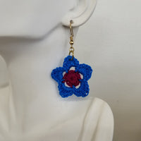 Blue & Purple Flower Crochet Earrings