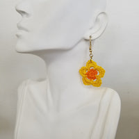 Yellow & Orange Flower Crochet Earrings
