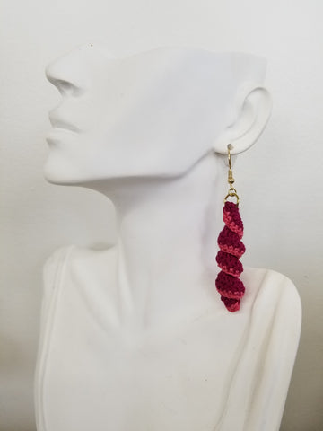 Purple & Pink Spiral Crochet Earrings