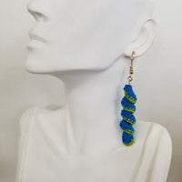 Blue & Green Spiral Crochet Earrings