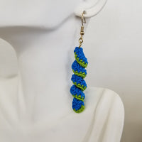 Blue & Green Spiral Crochet Earrings