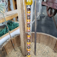 Beaded Garden Pick - Yellow + Brown