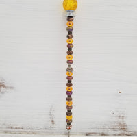Beaded Garden Pick - Yellow + Brown