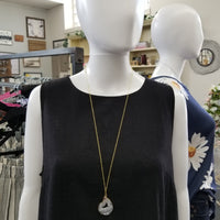 Gold Grey + White Geode Necklace