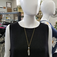 Gold Grey + White Geode Necklace