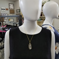 Gold Grey + White Geode Necklace